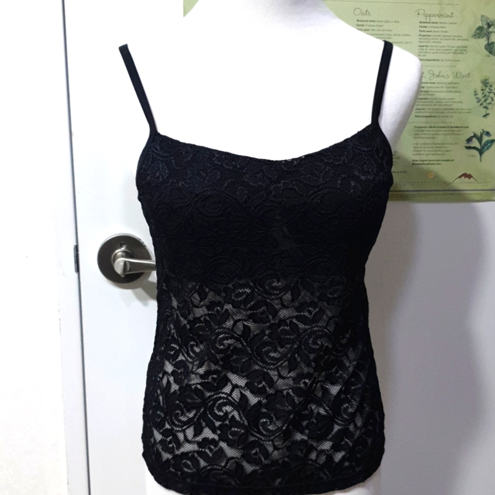 5/$25Bay Studio Intimates black lace camisole built in bra 32B